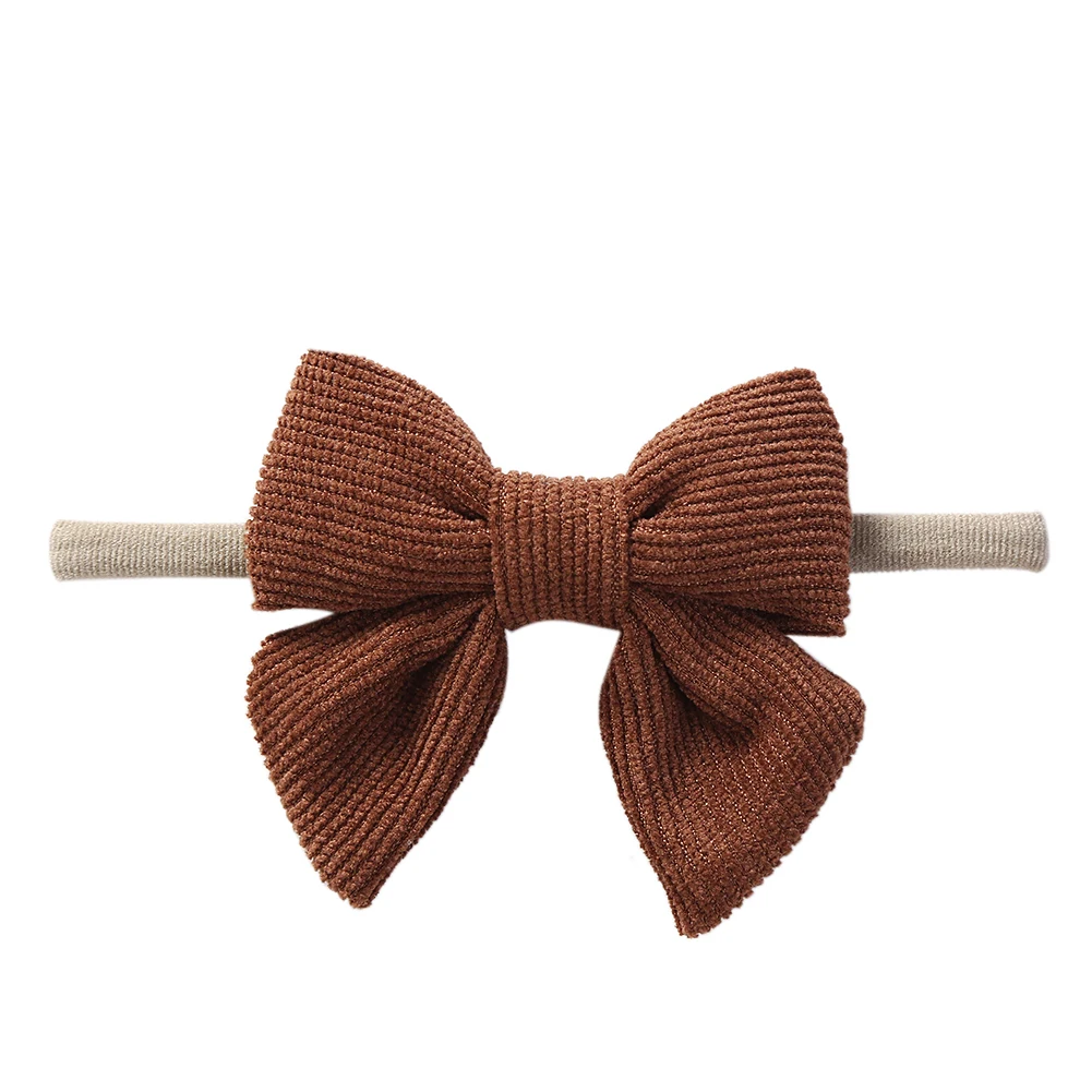 Solid Corduroy Baby Bow Headband Non-Wave Elastic Nylon Hair Bands Newborn Photography Props Fashion Headwraps Hair Accessories baby accessories box