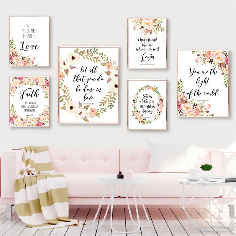 Posters And Prints Bible Verse Canvas Painting Poster Christian Wall Art Inspirational Quote Pictures For Living Room Home Decor Painting Calligraphy Aliexpress