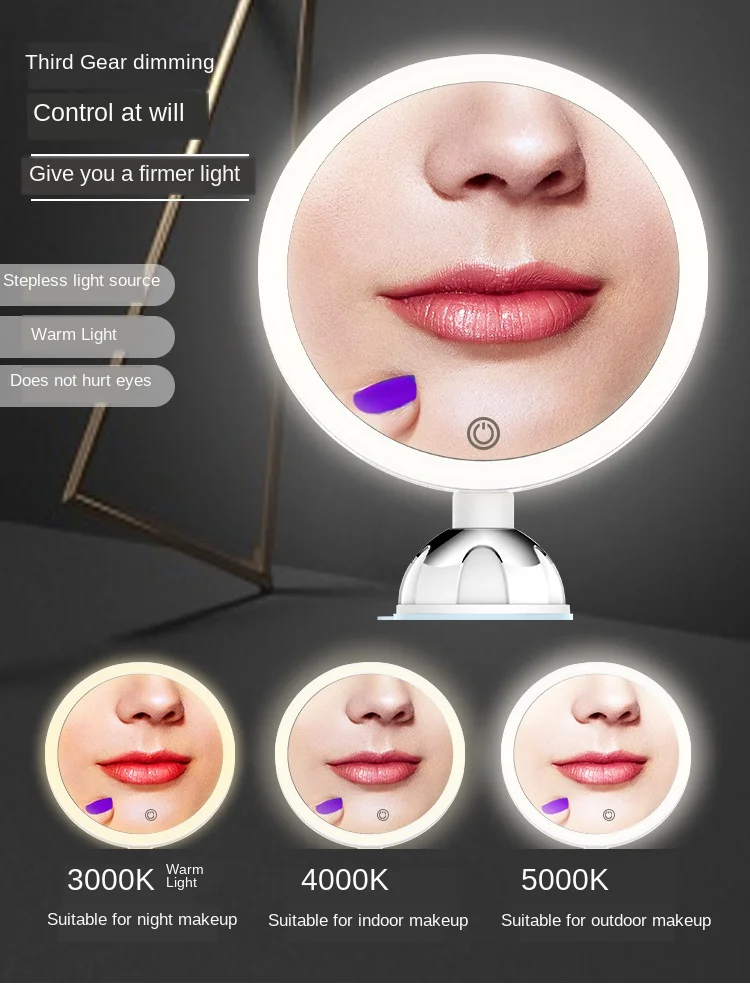 10x увеличительное светодиодное освещение перезаряжаемое зеркало для макияжа USB маленький светодиодный сенсорный экран для женщин складное светодиодное зеркало для макияжа лампы