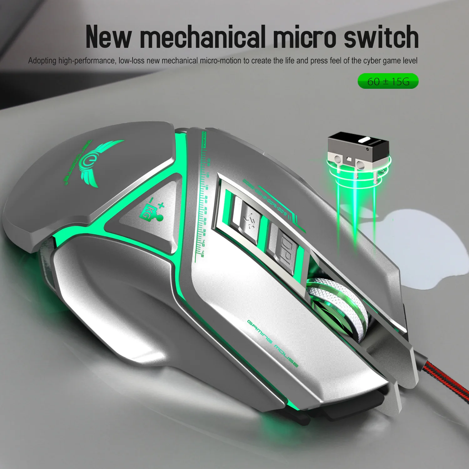 Проводная игровая мышь 3200DPI регулируемая съемная Макросъемка профессиональная