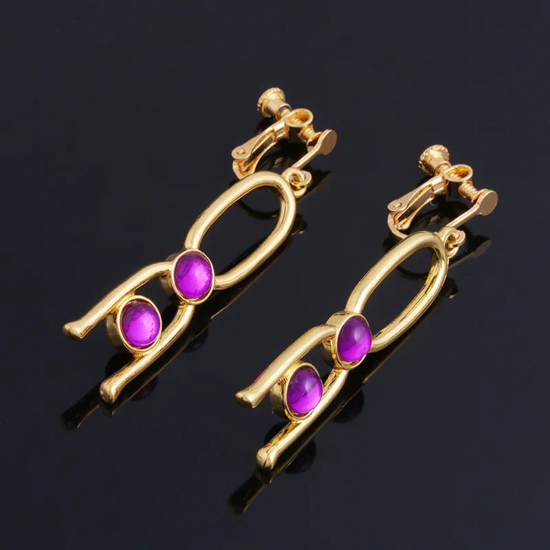 Game Fate Grand Order Gilgamesh Earrings Cosplay FGO Purple Clip Earring Men Women Ear Clip Costume Accessories 2