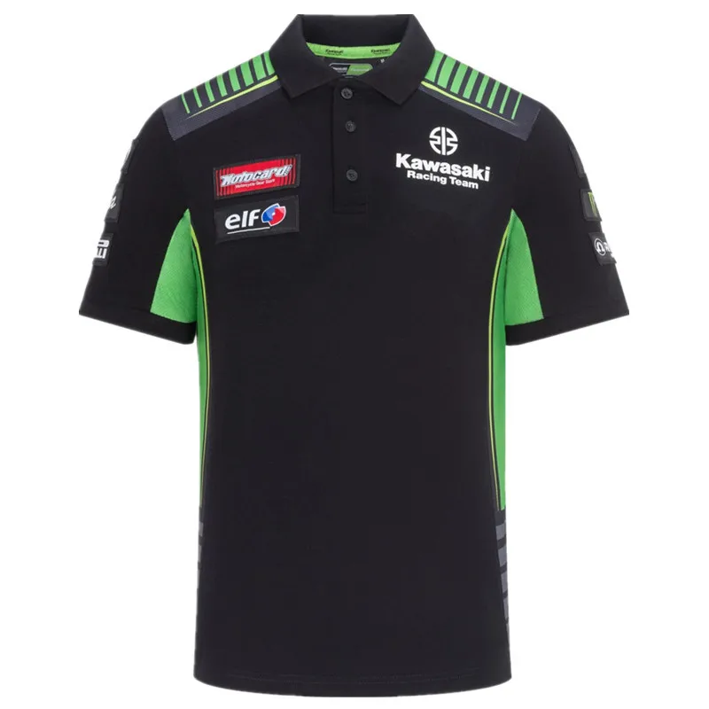 Новинка MOTO GP для Kawasaki мужские Поло Черная/зеленая футболка мужская мотоциклетная гоночная поло с коротким рукавом дышащая Повседневная футболка