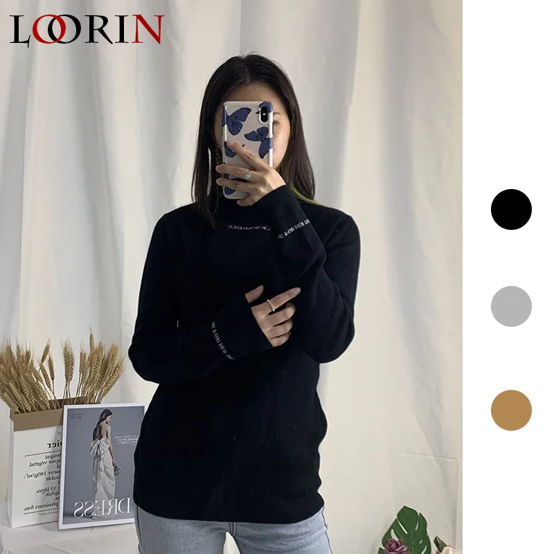 Lorin женский свитер Осень-зима Повседневный Сексуальный однотонный с буквенным