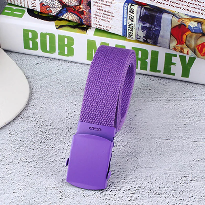 purple paint tou Модный женский тканевый ремень с двойной петлей и пряжкой, унисекс, студенческий пояс, Женский Корейский Холщовый ремень - Цвет: purple paint tou
