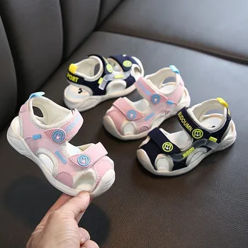 

2020 New Children Sandals Summer Fashion Kids Beach Sandals for Boy Soft Leather Bottom Non-Slip Closed Toe Safty Children Shoes