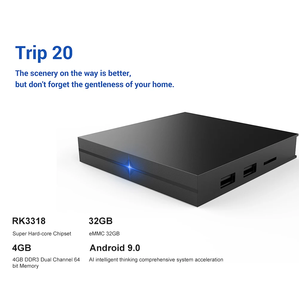 Trip20 Android 9,0 Смарт ТВ приставка RK3318 четырехъядерный 4GB32GB ТВ приставка UHD 4K мультимедийный плеер VP9 2,4G WiFi Bluetooth 4,0 приставка