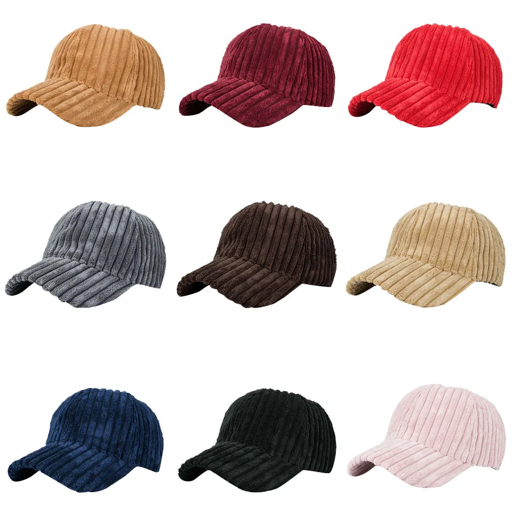 

Fashion Autumn Winter Plain Curved Sun Visor Baseball Cap Casual Women Men Corduroy Baseball Cap Snapback Hip Hop Flat Hat