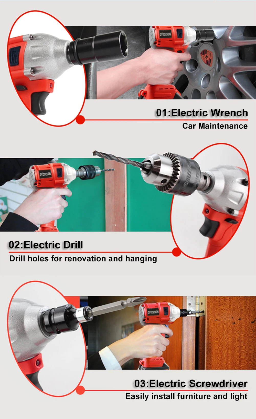 21V 320N.m Brushless Cordless Wrench 450W Powerful Electric Socket Impact Wrench 3000mAh Lithium-lon Battery Power Tools Kit (1)