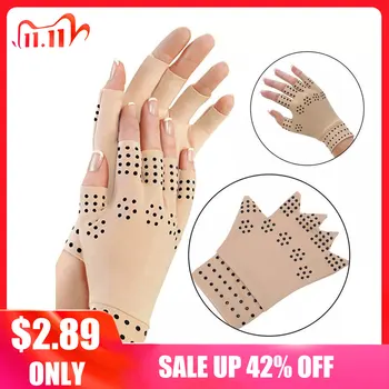 

1 Pair Magnetic Therapy Fingerless Gloves Anti Arthritis Pain Relief Compression Therapy Gloves Heal Joints