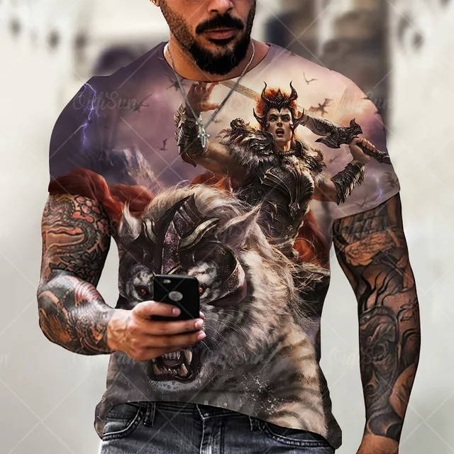 3D printing Lion Men T-Shirt Fashion O-Neck Casual Trend Short Sleeve Oversized T-Shirt Selling Punk Streetwear All-Match Tops OFSM-00854