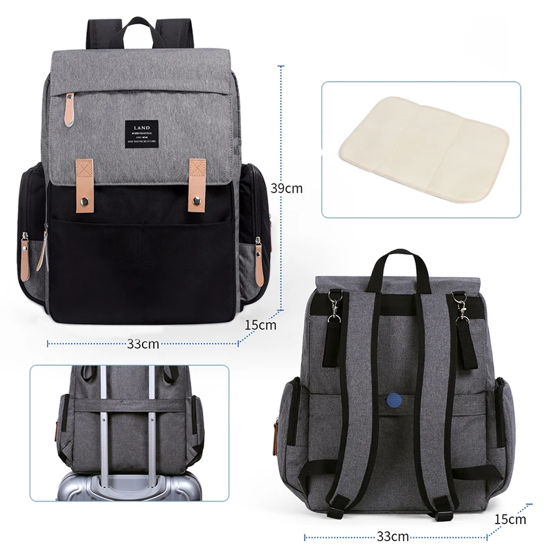 LAND Baby Bags with Stroller Hooks Large Capacity Diaper Bags Waterproof Mummy Bag Maternity Backpack Bag Travel Nursing Handbag LAND Baby Bags with Stroller Hooks Large Capacity Diaper Bags Waterproof Mummy Bag Maternity Backpack Bag Travel Nursing Handbag