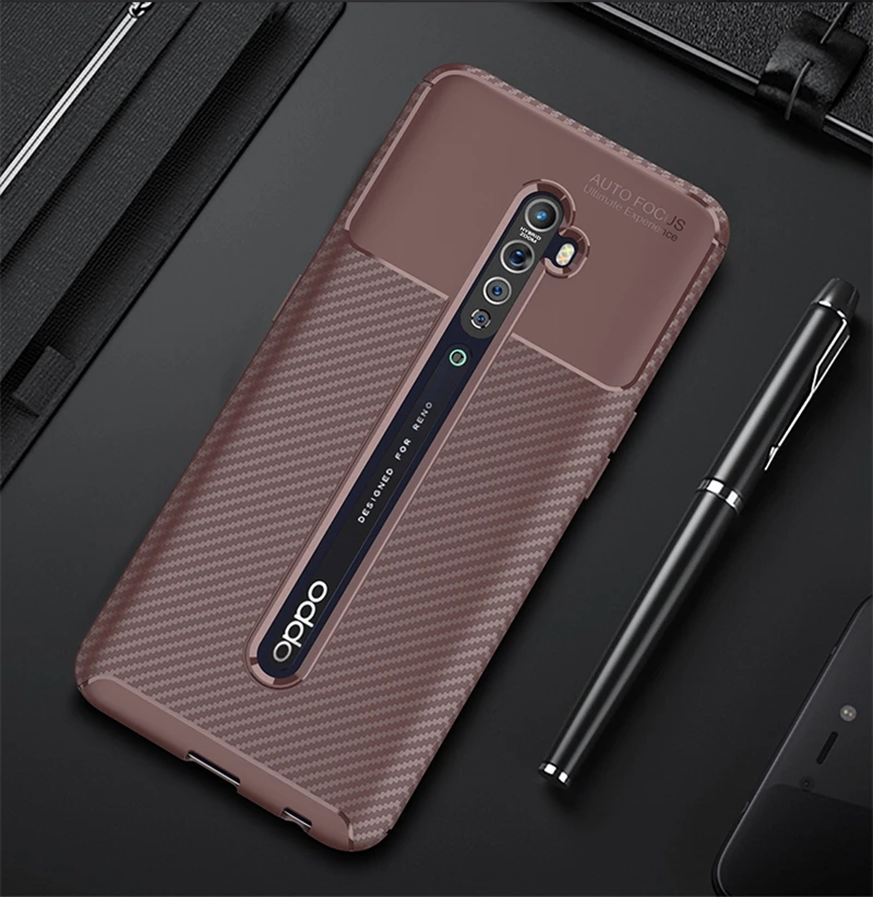 Для Oppo Reno 2 Z чехол Роскошный кожаный бизнес-чехол для Oppo Reno 10X zoom чехол ТПУ Силиконовые аксессуары(XS0311 - Цвет: Коричневый