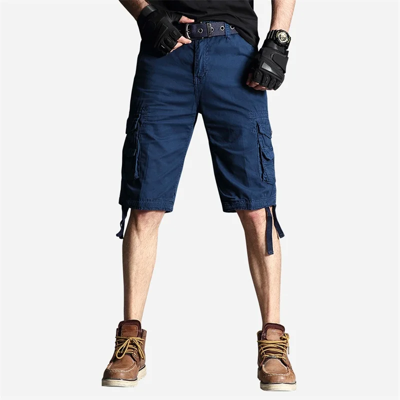 

Plus Size Summer Shorts Men Casual Solid Mens Bodybuilding Short Pant Elastic Waist Beach Short Trouser Military Cargo Shorts
