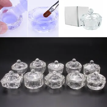 

New Acrylic Nails Clear White Color Transparent Kit Acrylic Powder Dish Acrylic Liquid Acryl Nail Crystal Glass Cup for Acrylic