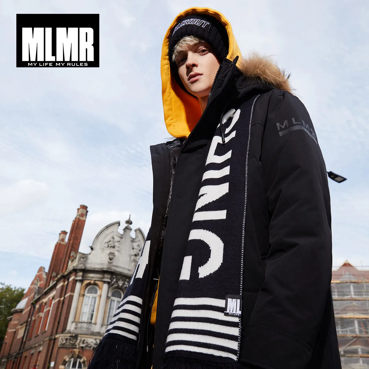 Goedkoop Mlmr Mannen Winter Bontkraag Capuchon Lange Donsjack Hoodie Bovenkleding Parka Jas Jackjones Menswear Merk 218312517