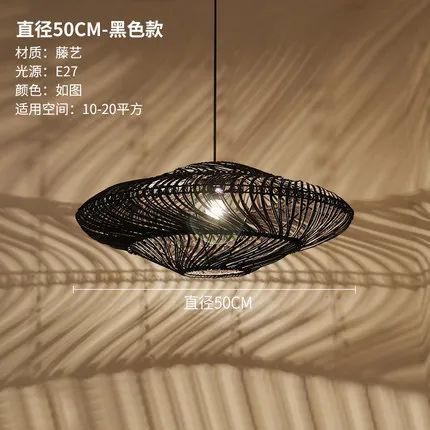 Handmade rattan Lamp Retro chandelier attic living room dining room home decoration coffee shop dining room chandelier E27 pendant lighting for kitchen island Pendant Lights