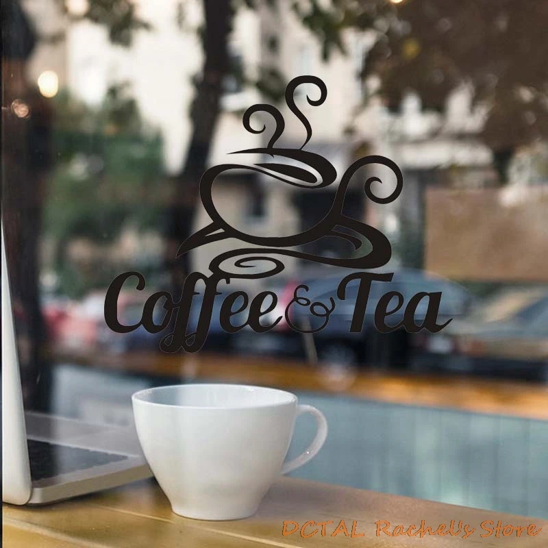 DIY Coffee Shop Sticker Dining Room Kitchen Mug Cup Vinyl Wall For Window CAFE Decor Coffee & Tea