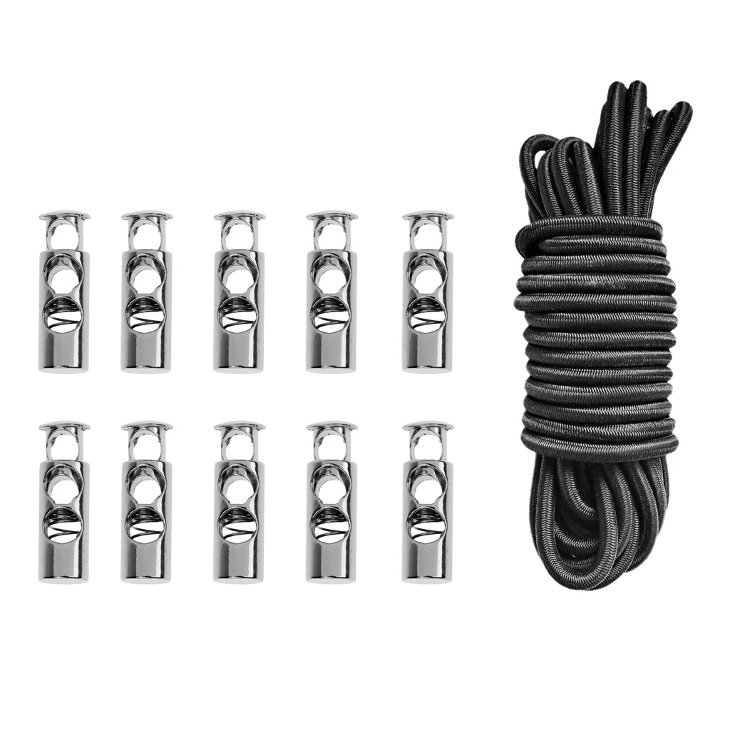 5m Elastic Bungee Rope Shock Cord Tie Down+10 Pieces Barrel 2 Hole Cordlocks
