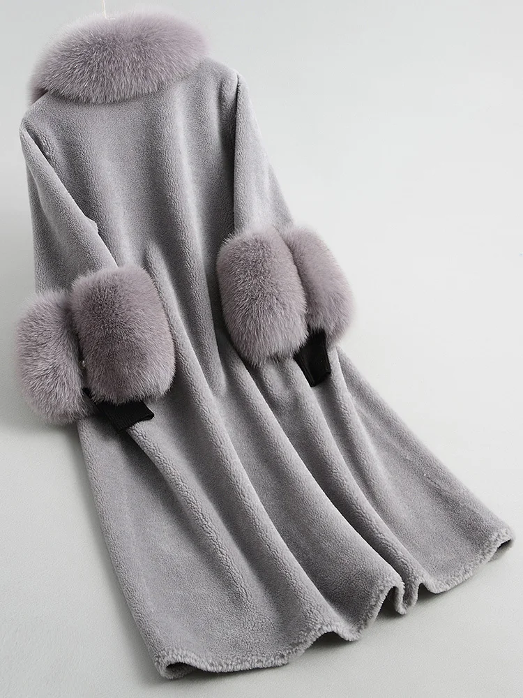 

Fur Real Coat 2020 Autumn Winter Jacket Women Real Fox Fur Collar 100% Wool Coats and Jackets Women Korean Outwear MY s s