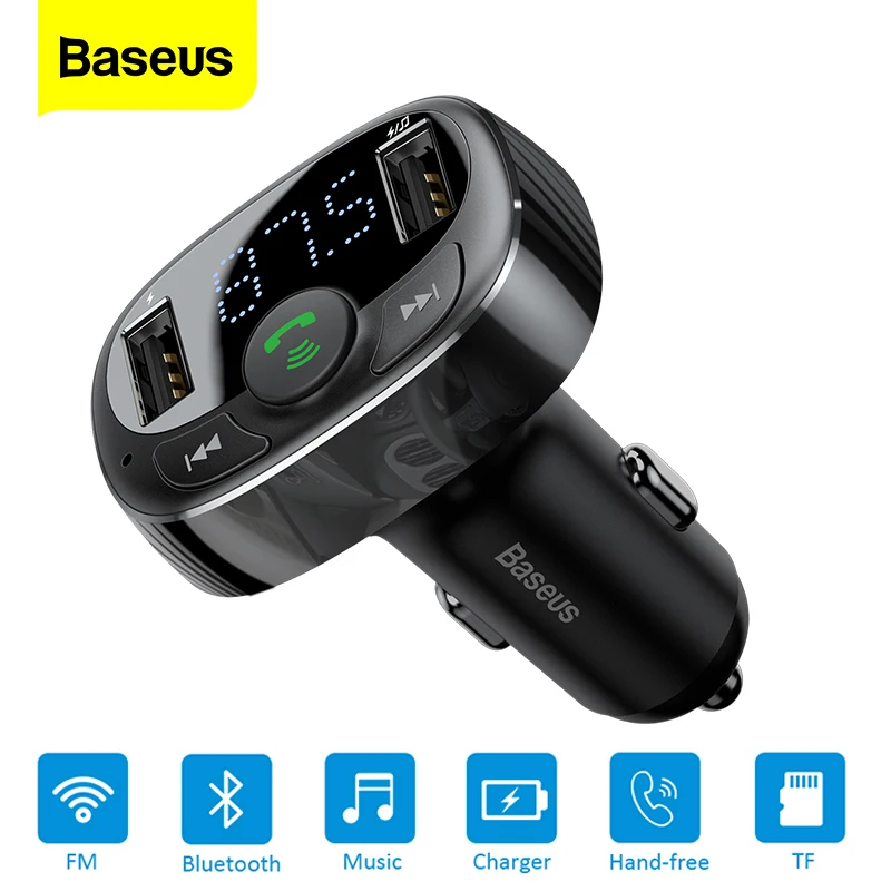Baseus Car Charger FM Transmitter Aux Modulator Bluetooth Handsfree Audio MP3