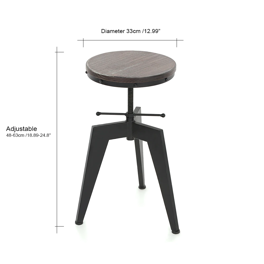 

iKayaa Bar Stools Modern Natural Pine Wood Top Swivel Kitchen Dining Seat Bar Stool Chair Height Adjustable Industrial Style