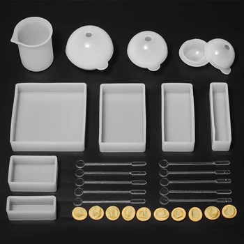 

Silicone Soap Candle Resin DIY Mold Set Crystal Resin DIY Casting Mold Kit Rectangular Sphere Ball Resin Crafts Mold Accessories