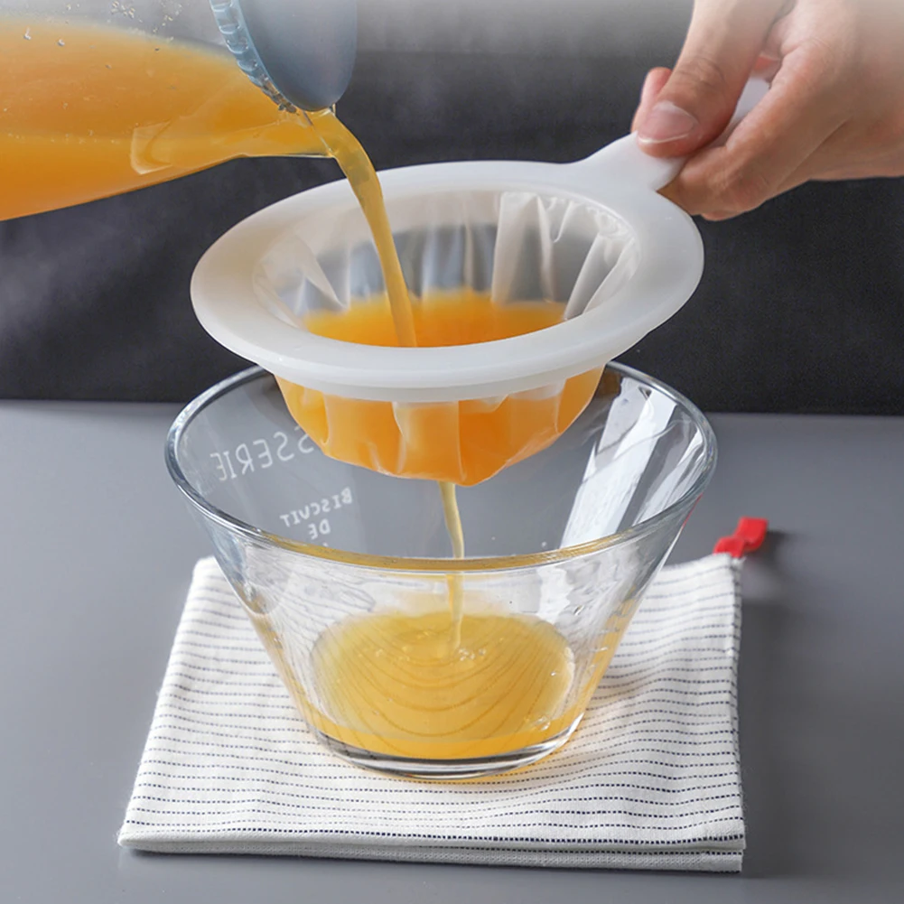 

Coffee Cotton Filter With Handle Reusable Strain Tea Pulp Juice Food Nut Milk Filter Bag Home Cooking Useful Tools