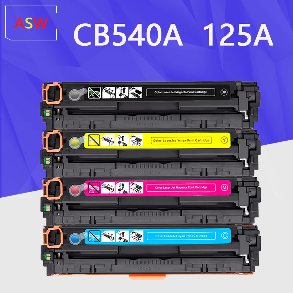 1 комплект совместимых картриджей с тонером CB540A CB541A CB542A CB543A 125A для принтера HP laserjet