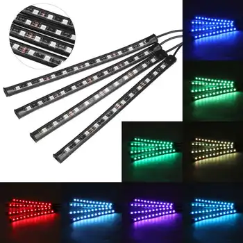 

Audew Car Interior Atmosphere LED RGB Strip Light Dash Floor Foot Decorative Light Music Sound Control Multiple Lighting