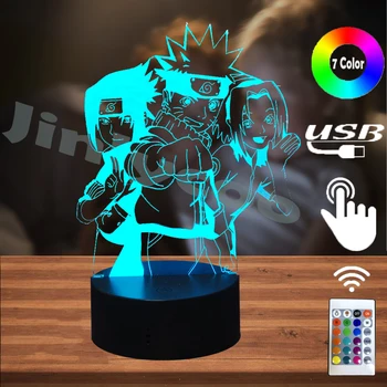 

Japan Hot Cartoon Anime Haruno Sakura Sasuke Aaruto 3D Figure LED 7 Color USB Change Decor Boy Sleep Mood Table Night Light Toy