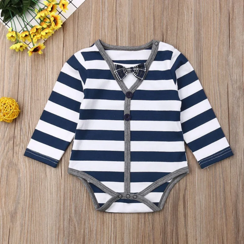Cotton Baby Set Bodysuits 0-24M Infant Gentle Stripe Print Jumpsuit Fashion Baby Boys Girls Clothes Long Sleeve Newborn
