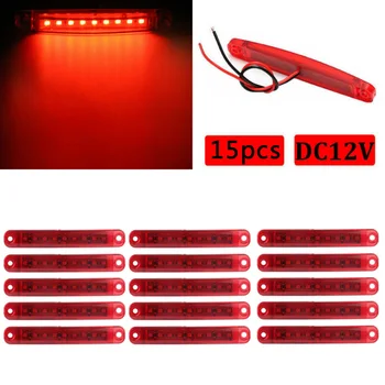 

12V 15 Pcs Red 9-LED Sealed Side Marker Clearance Light For Truck Trailer Lorry Bus For Most Buses/Trucks/Trailers/Lorries