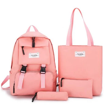 

4Pcs/Set Women Schoolbag Canvas Backpack Large Capacity School Backpack for Teenagers Travel Backpack Rucksacks Mochila