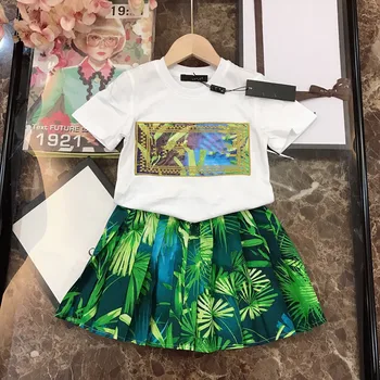 

Girl's Fashion Mesh Set Girls' Summer Fashion Brand Set kids shirt + skirt 2 pcs