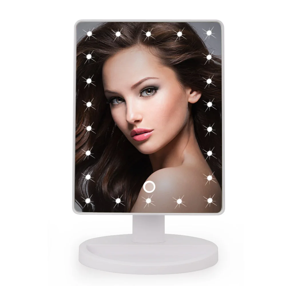 22 светодиодный свет сенсорный экран макияж зеркальный стол настольный Регулируемый яркий регулируемый светодиодный косметическое зеркало - Цвет: Белый