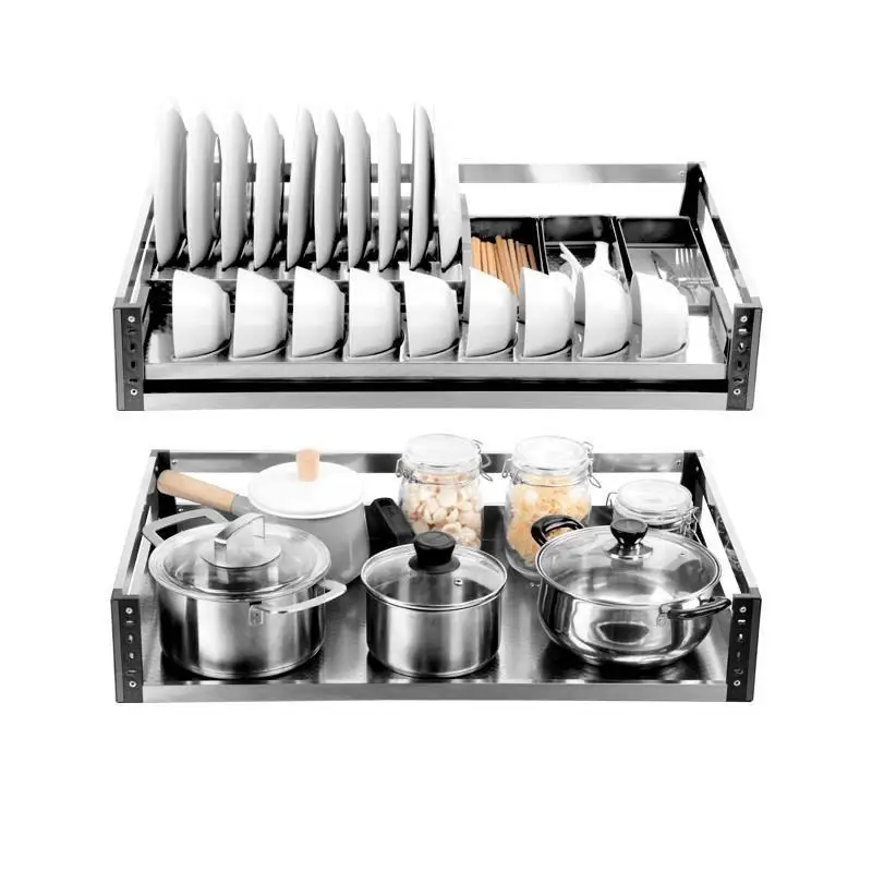 Para Armario De Cosina Mutfak Malzemeleri Cucina, органайзер из нержавеющей стали для кухни, кухонный шкаф, корзина для хранения
