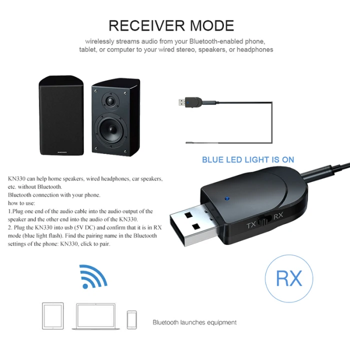 Bluetooth 5,0 передатчик приемник Мини AUX стерео адаптер для автомобиля Музыка ТВ LHB99