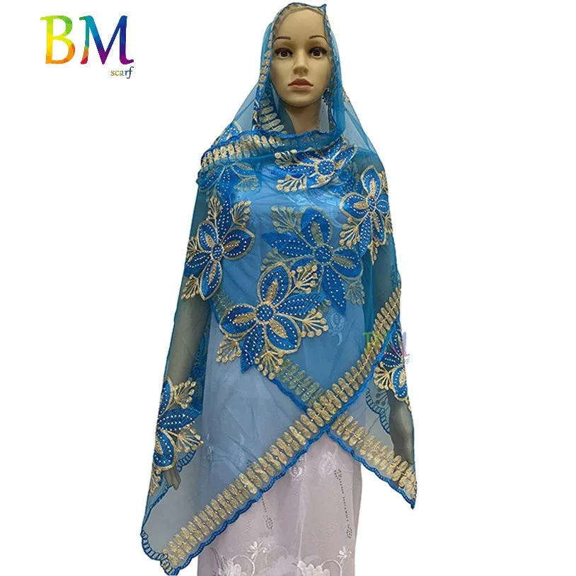 Новая африканская Женская шаль мусульманский женский шарф 200*50 см маленький шарф из тюли для шали BX09