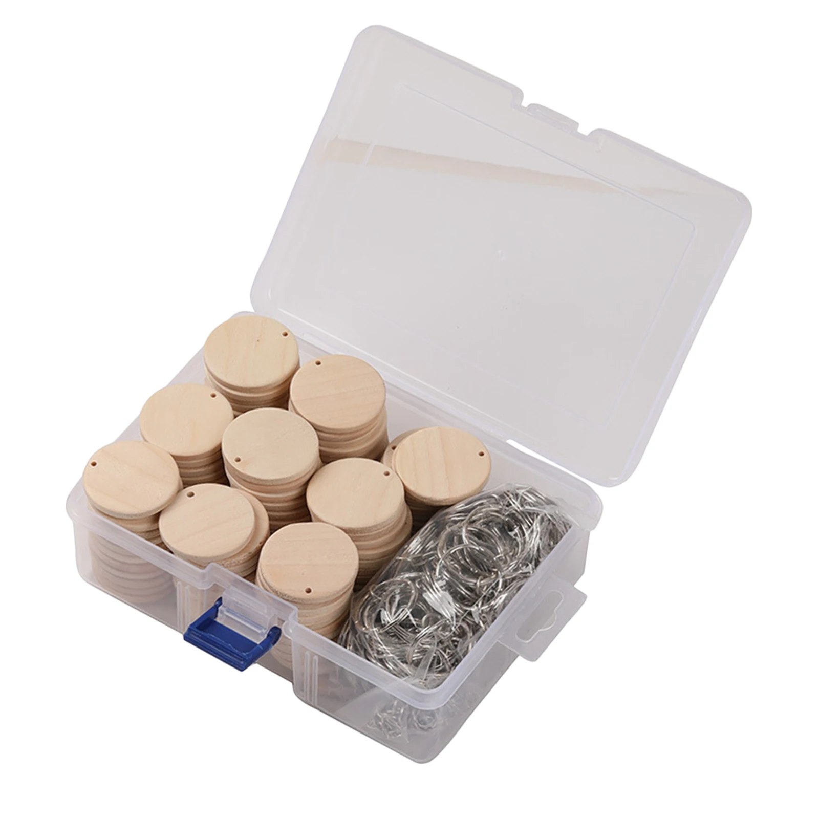 

100x Craft Wood Blanks Keychains Predrilled Wooden Disc Crafting DIY Keyring