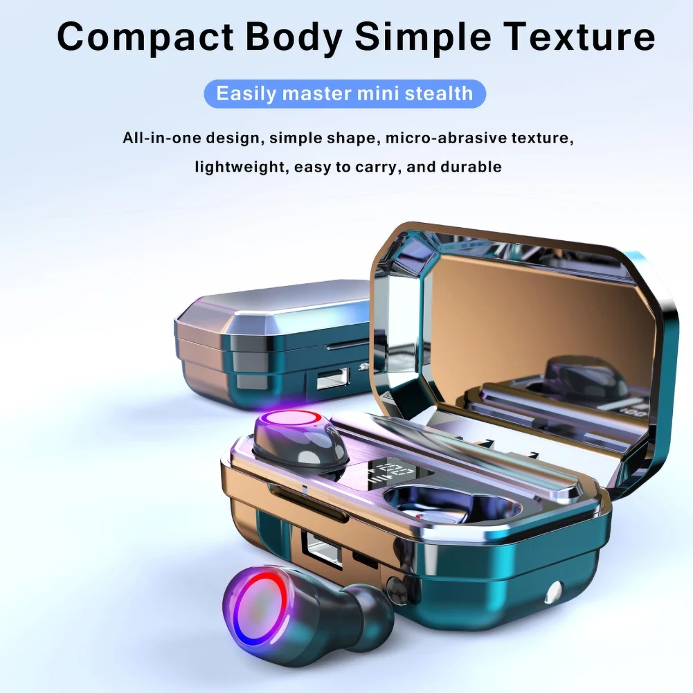 New Wireless Headphones Touch Control LED Bluetooth Earphones With Microphone Sport Waterproof Headsets Earbuds Earphone