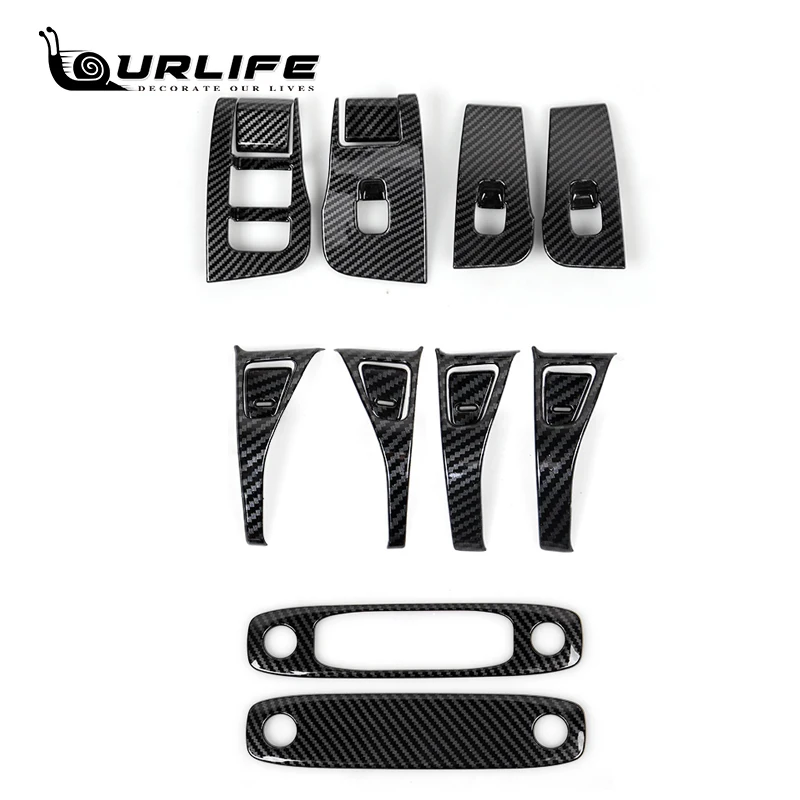 

For Tesla Model 3 Car Styling Carbon Fiber steering wheel Caps cover Storage Box Window Lift Button Gear Door Panel Handle Cover