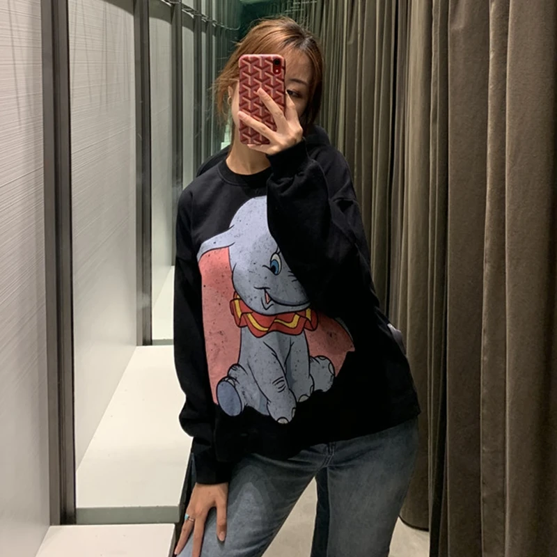 PUWD Autumn New Cartoon Elephant Leisure Hoodies