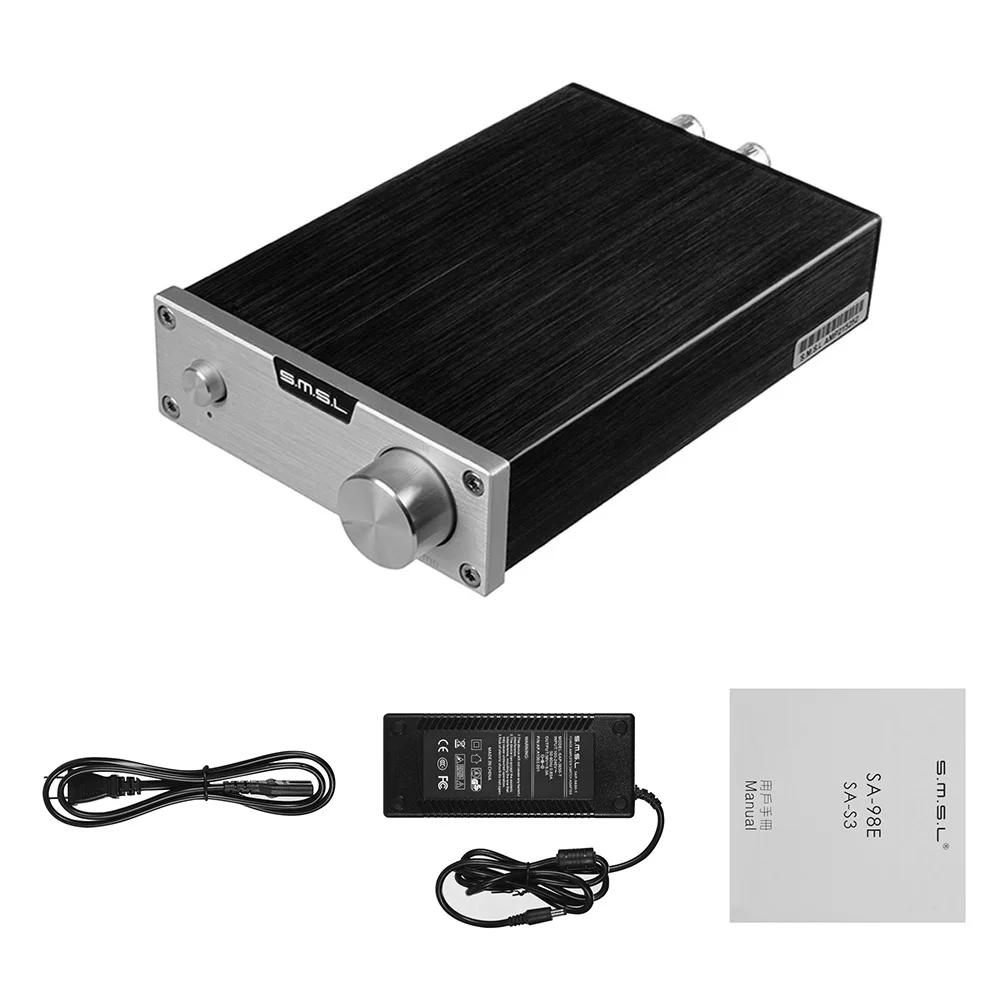 S.M.S.L SA-98E аудио усилитель стерео HiFi цифровой динамик Amp TDA7498E с адаптером питания EU/US Plug - Цвет: Silver US Plug
