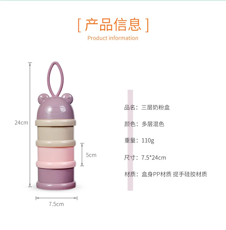 Контейнер для детского питания портативная трехслойная коробка для сухого молока подача независимый слоистый молочный порошок сетка мультфильм Медведь кормушка