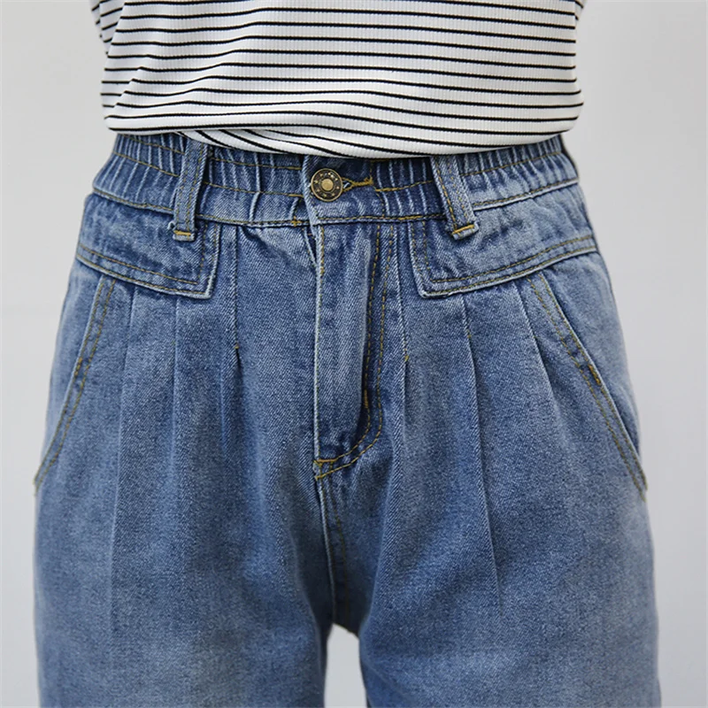 OMIKRON Plus Size Women High Waist Boyfriend Jeans for Women Mom Jeans Dropshipping New Cotton Blue Denim Pant Harem Pants