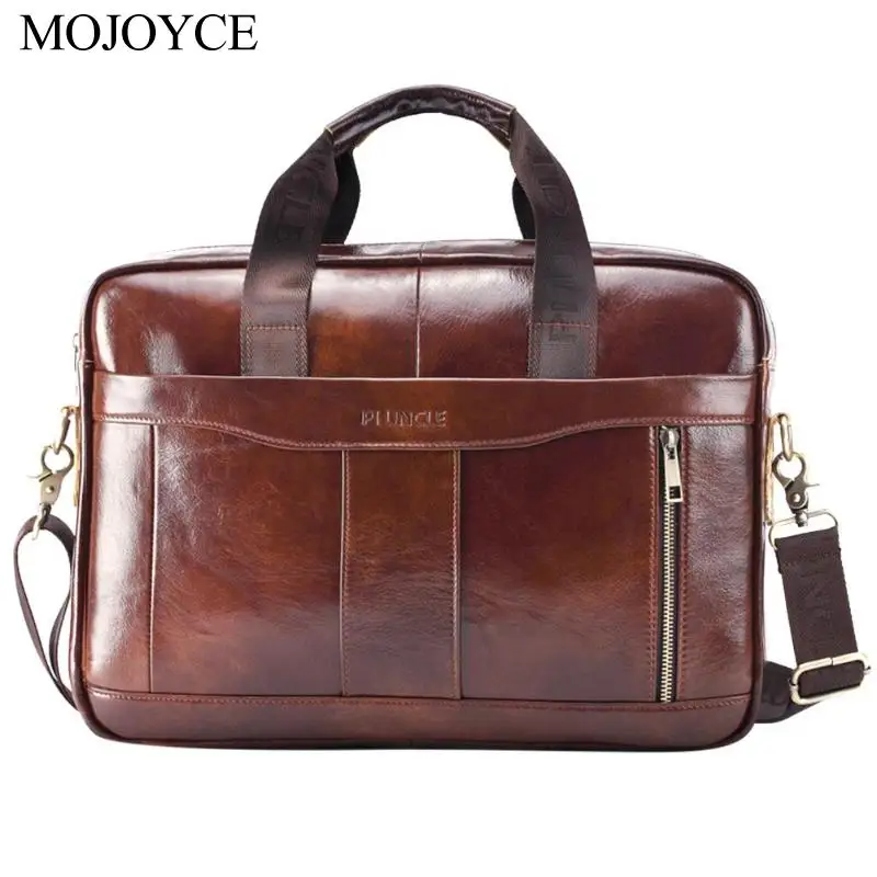 Портативный чистый цвет, натуральная кожа, мужской портфель, сумка через плечо для ноутбука, Офисная сумка, натуральная кожа, мужская сумка-мессенджер