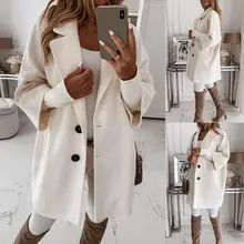

High-quality Tops Fashion Girl 3/4 Sleeve Pockets Buttons Long Coat Jacket Coat
