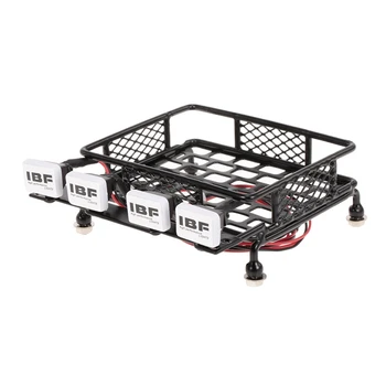 

Roof Rack Luggage Carrier with Square LED Light Bar for 1/10 RC Car Crawler Truck Axial SCX10 D90 110 Traxxas TRX-4 Tamiya HSP