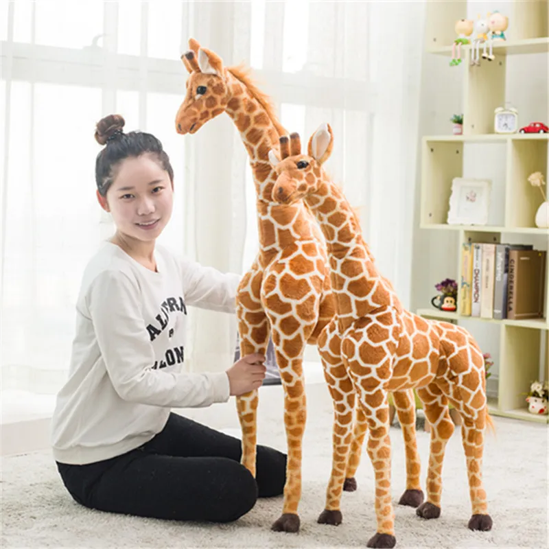 Three-dimensional simulation giraffe plush toy doll indoor bar lobby furnishings realistic animal models children's day birthday