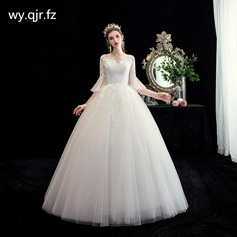 

LYG-H22# Bridal Wedding dress white lace up Embroidery wholesale cheap dresses New winter 2019 Christmas party Dress long girl